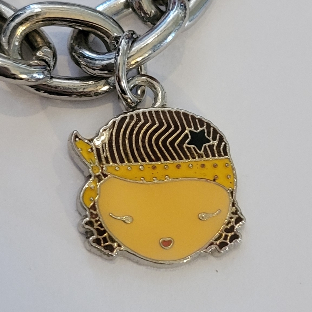 Harajuku Lovers Enamel Charm Bangle Bracelet Chunky Gwen Stefani 5 Doll Charms - Picture 3 of 10